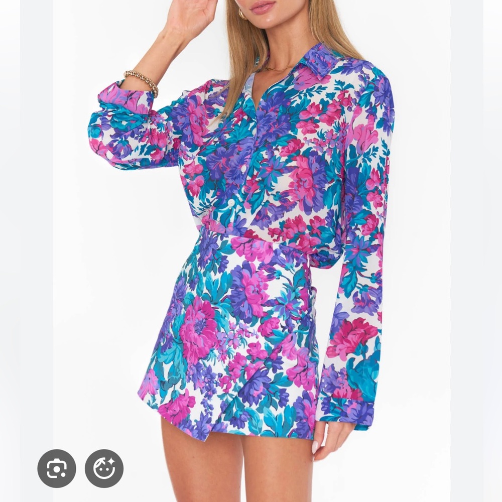 SHOW ME YOUR MUMU SET | Smith Button Down L Spencer Skort L Magenta Blooms